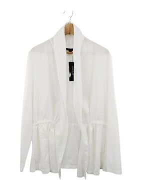 EUC Lafayette 148 White Linen Open-Front Cinched Waist Blazer XL